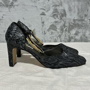 Corsina Beverly Pumps Womens Size 9B Black Grey Python Embossed Leather Grunge
